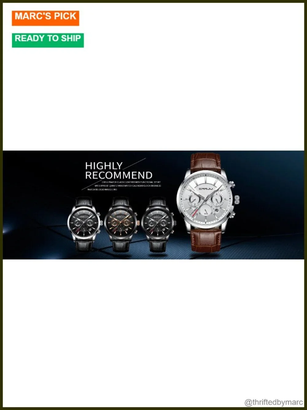 Men's Business Casual Chronograph Quartz Waterproof Leather Strap Wristwatch